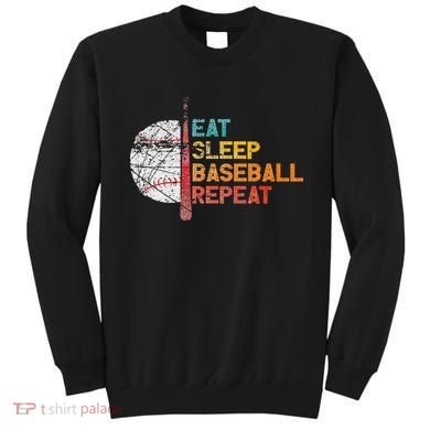Eat Sleep Baseball Repeat retro vintage baseball player fun Sweatshirt