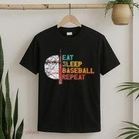 Eat Sleep Baseball Repeat retro vintage baseball player fun T-Shirt thumb 2