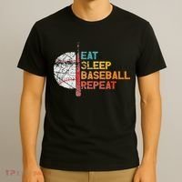 Eat Sleep Baseball Repeat retro vintage baseball player fun T-Shirt thumb 3