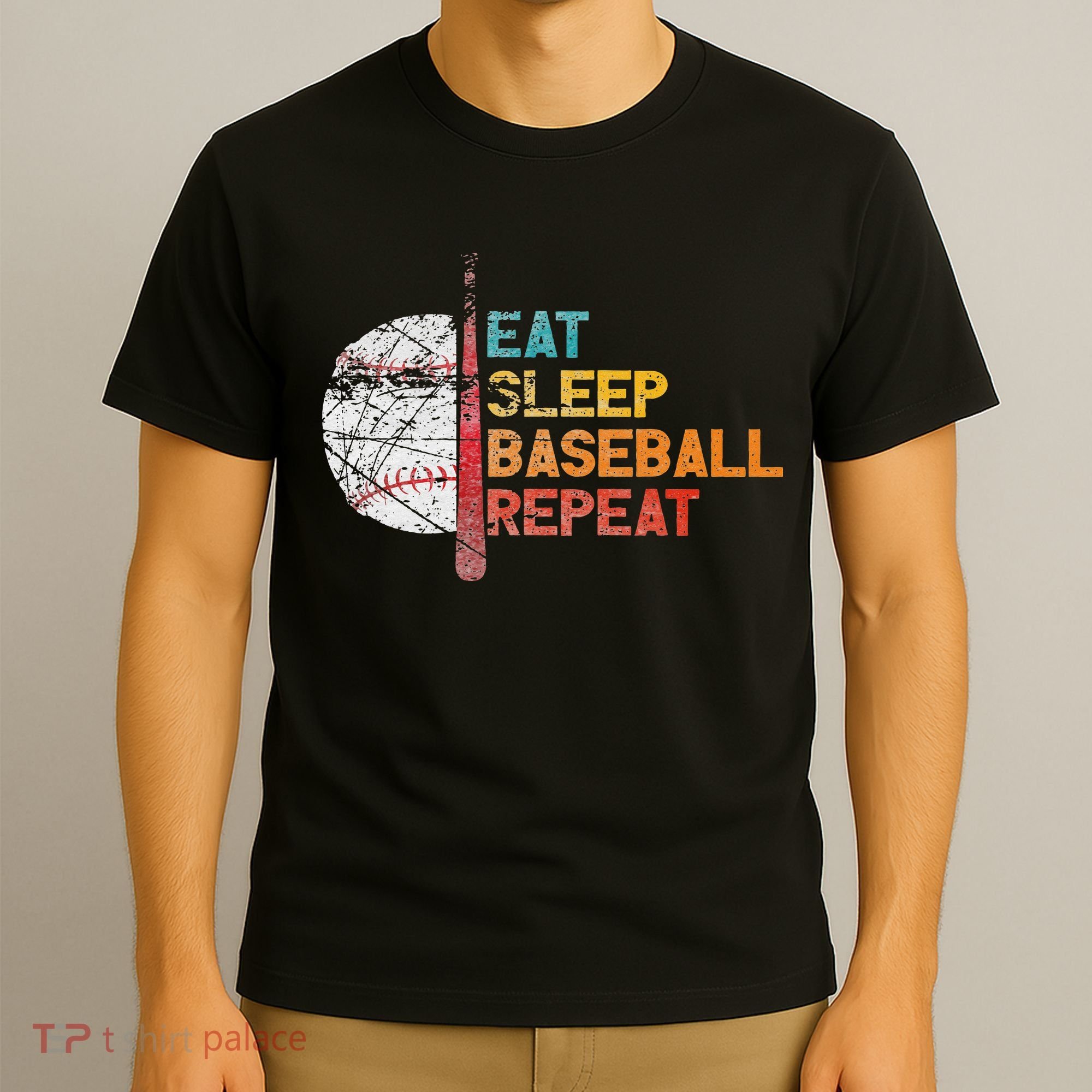 Eat Sleep Baseball Repeat retro vintage baseball player fun T-Shirt