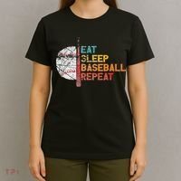 Eat Sleep Baseball Repeat retro vintage baseball player fun T-Shirt thumb 4