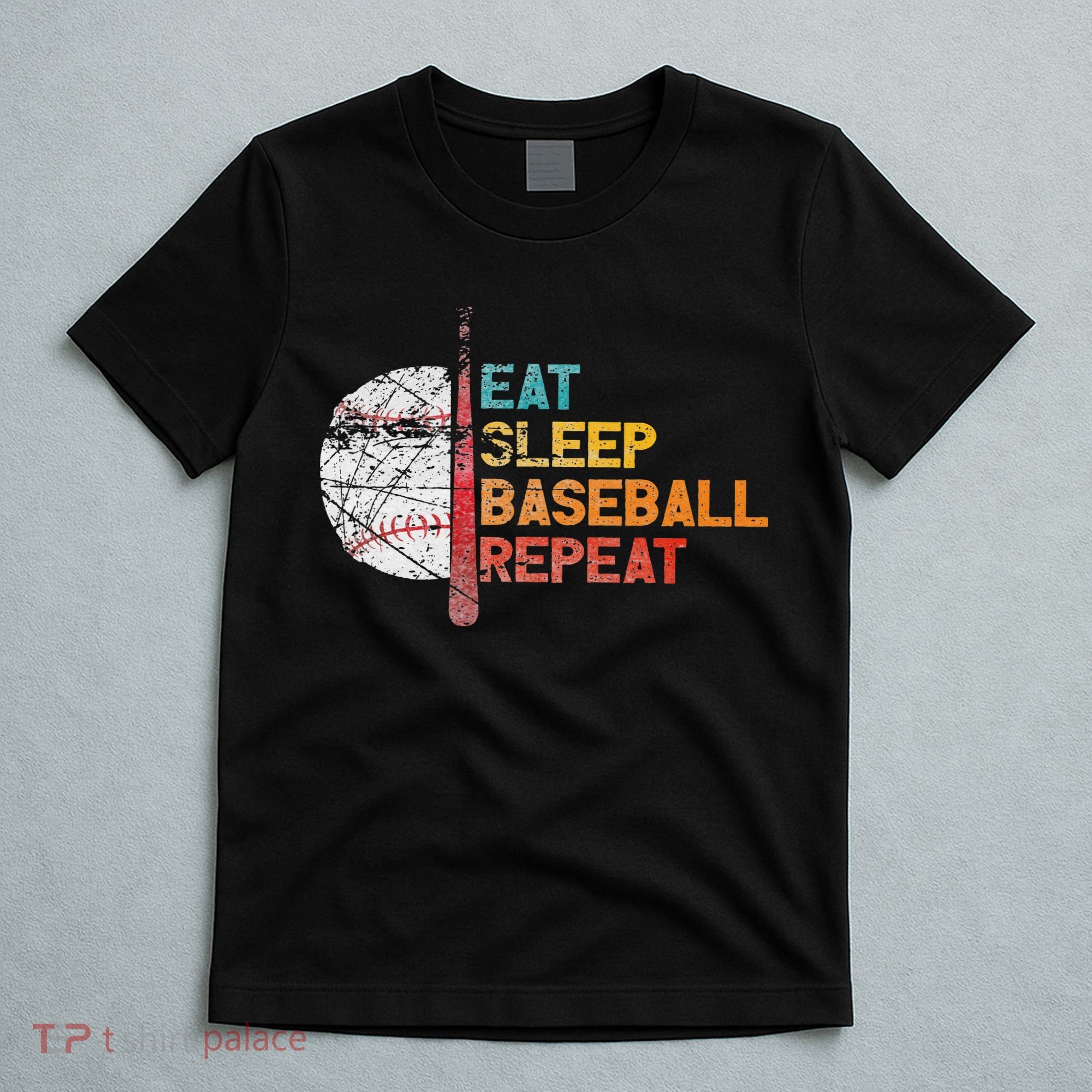 Eat Sleep Baseball Repeat retro vintage baseball player fun T-Shirt