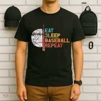 Eat Sleep Baseball Repeat retro vintage baseball player fun T-Shirt thumb 6