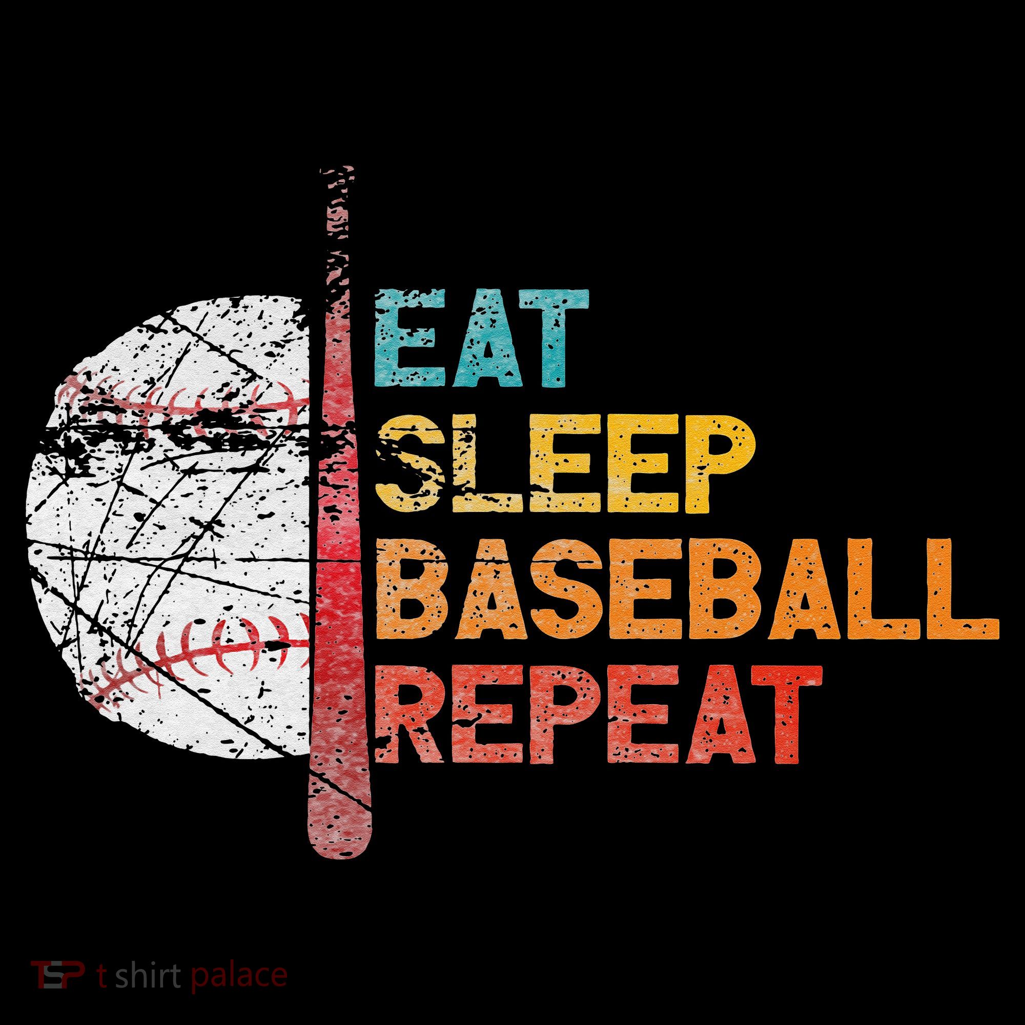 Eat Sleep Baseball Repeat retro vintage baseball player fun T-Shirt