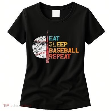 Eat Sleep Baseball Repeat retro vintage baseball player fun Women's T-Shirt