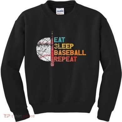 Eat Sleep Baseball Repeat retro vintage baseball player fun Kids Sweatshirt