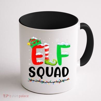Elf Squad Christmas Festive Holiday Coffee Mug back