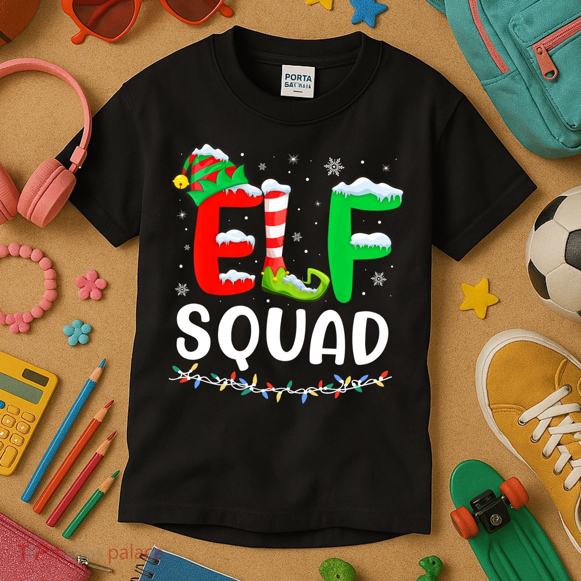 Elf Squad Christmas Festive Holiday Kids T-Shirt