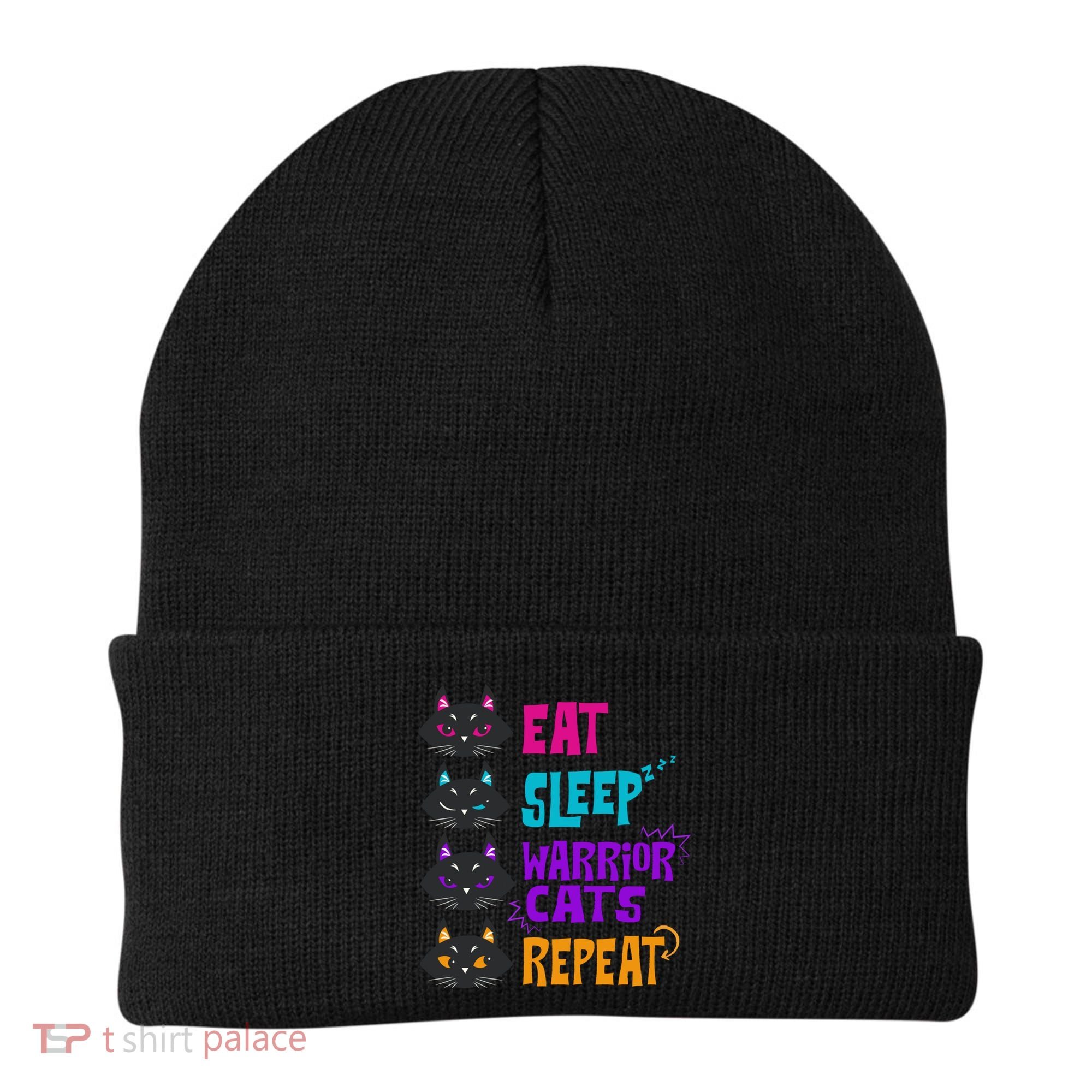 Eat Sleep Cat Warrior Repeat Cat Warrior Love Cats Beanie
