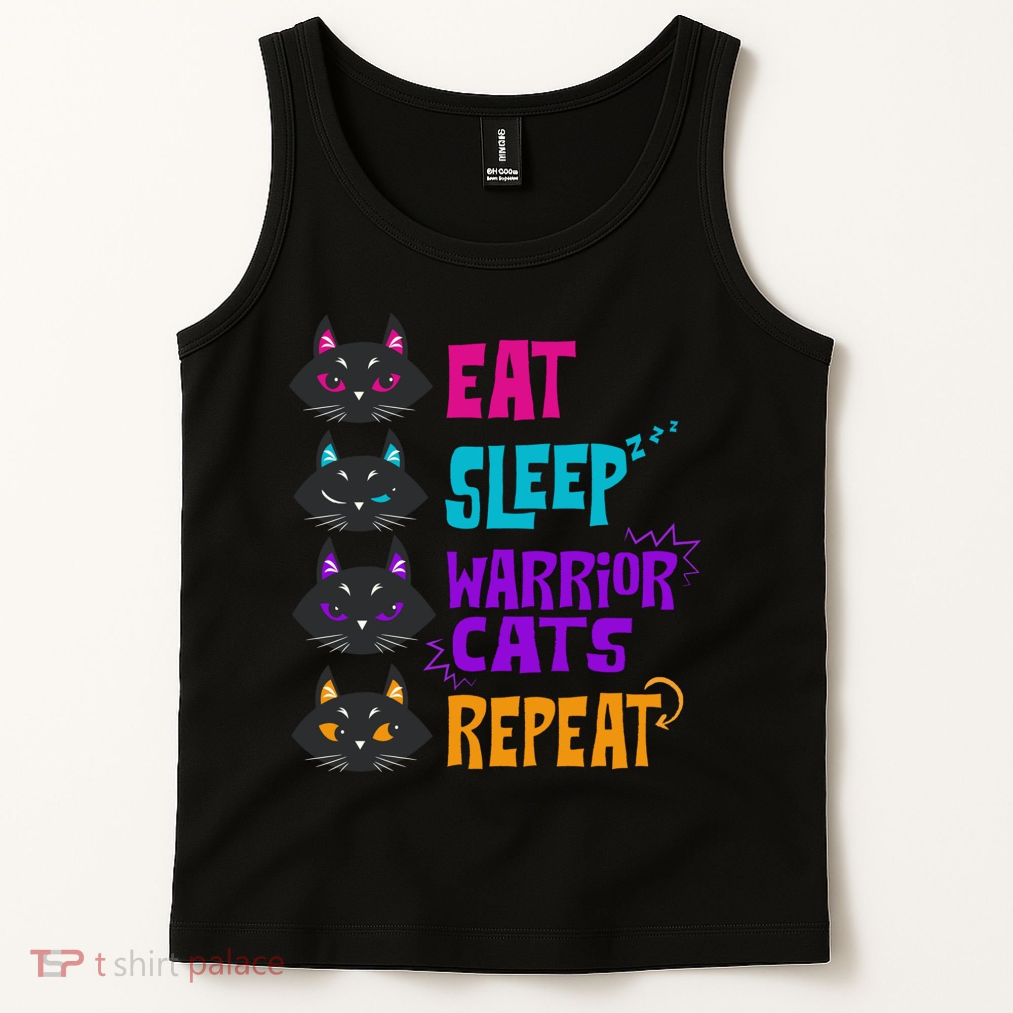 Eat Sleep Cat Warrior Repeat Cat Warrior Love Cats Tank Top