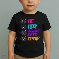 Eat Sleep Cat Warrior Repeat Cat Warrior Love Cats Toddler T-Shirt thumb 2