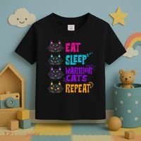 Eat Sleep Cat Warrior Repeat Cat Warrior Love Cats Toddler T-Shirt thumb 3