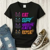 Eat Sleep Cat Warrior Repeat Cat Warrior Love Cats Women's T-Shirt thumb 3