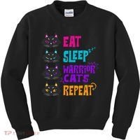 Eat Sleep Cat Warrior Repeat Cat Warrior Love Cats Kids Sweatshirt thumb 0