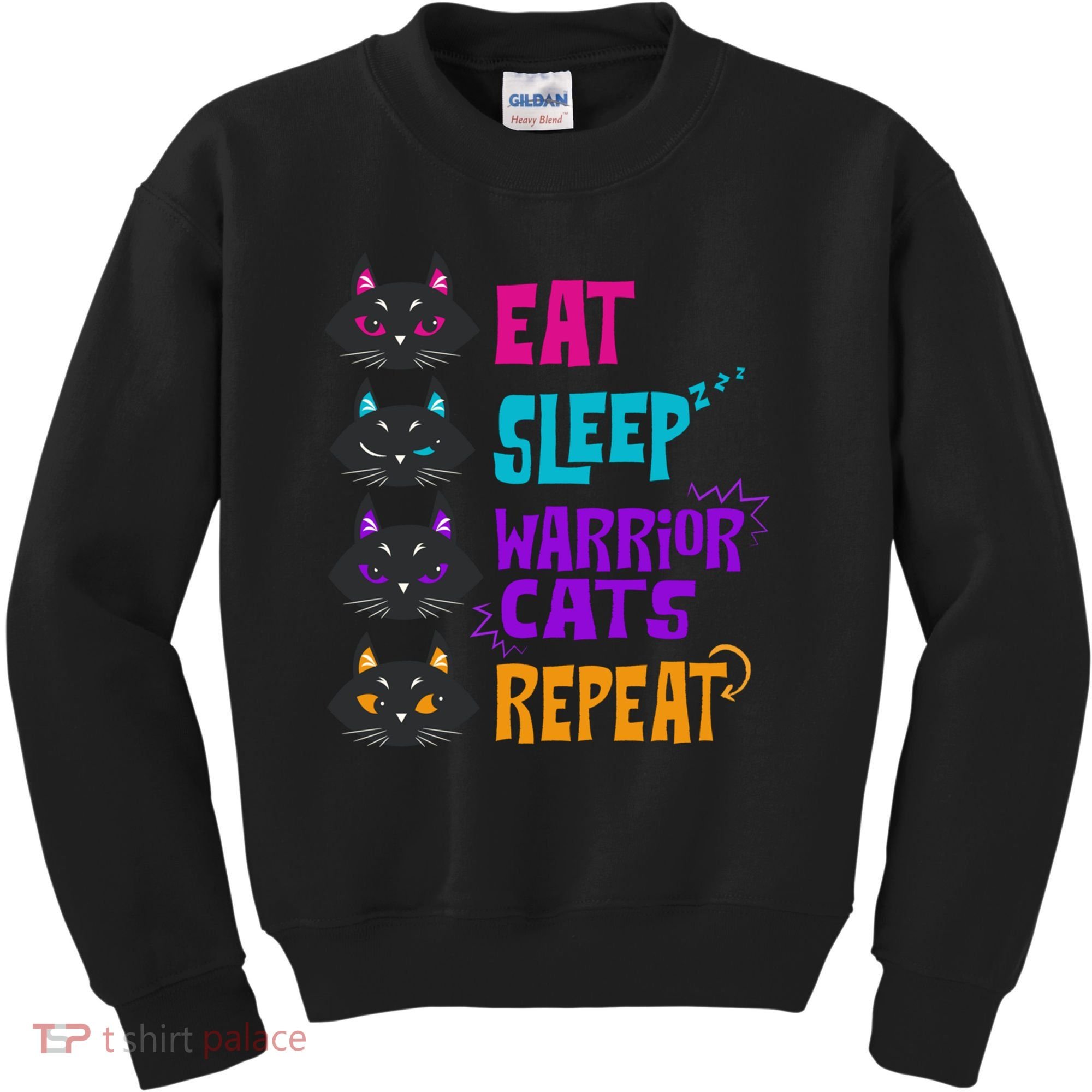 Eat Sleep Cat Warrior Repeat Cat Warrior Love Cats Kids Sweatshirt