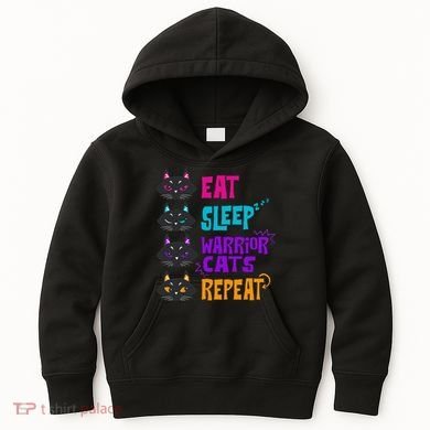 Eat Sleep Cat Warrior Repeat Cat Warrior Love Cats Kids Hoodie