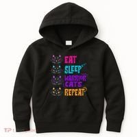 Eat Sleep Cat Warrior Repeat Cat Warrior Love Cats Kids Hoodie thumb 0