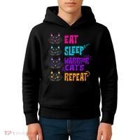 Eat Sleep Cat Warrior Repeat Cat Warrior Love Cats Kids Hoodie thumb 4
