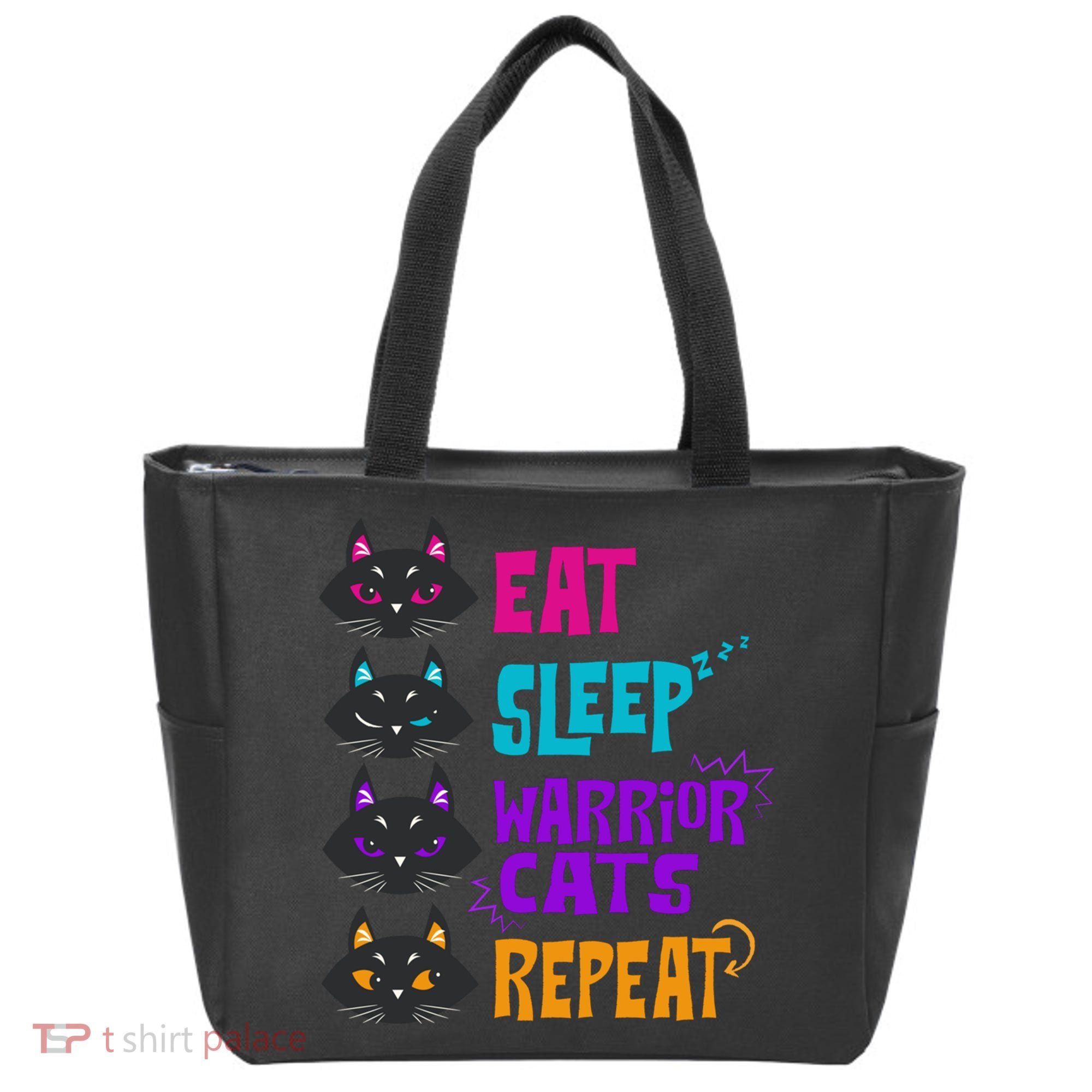 Eat Sleep Cat Warrior Repeat Cat Warrior Love Cats Tote Bag