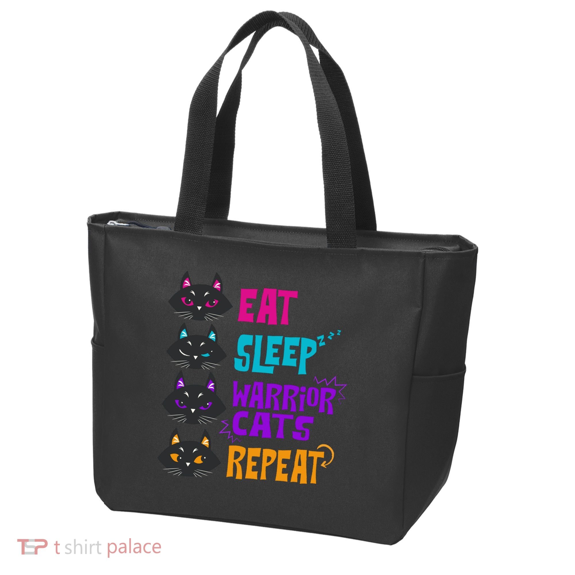 Eat Sleep Cat Warrior Repeat Cat Warrior Love Cats Tote Bag