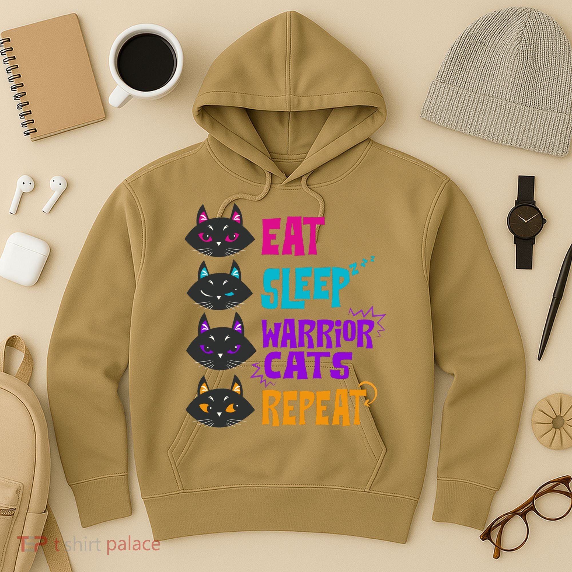 Eat Sleep Cat Warrior Repeat Cat Warrior Love Cats Hoodie