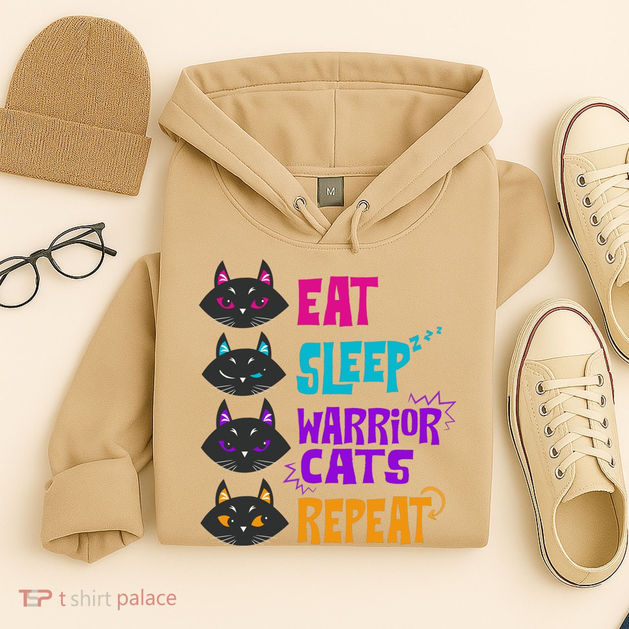 Eat Sleep Cat Warrior Repeat Cat Warrior Love Cats Hoodie