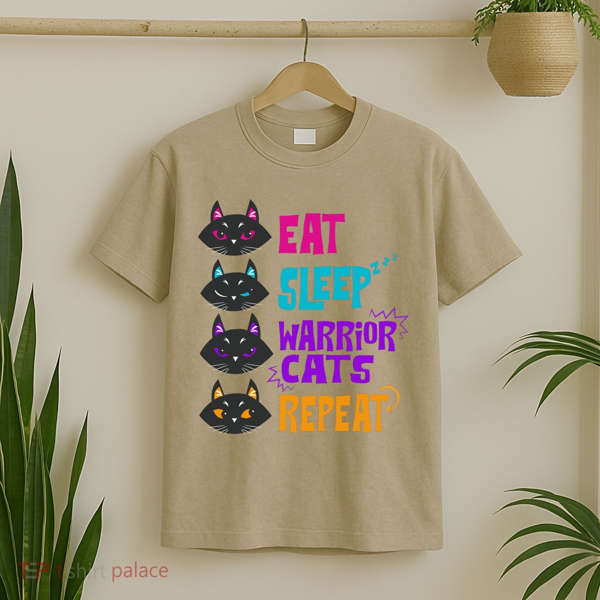 Eat Sleep Cat Warrior Repeat Cat Warrior Love Cats T-Shirt