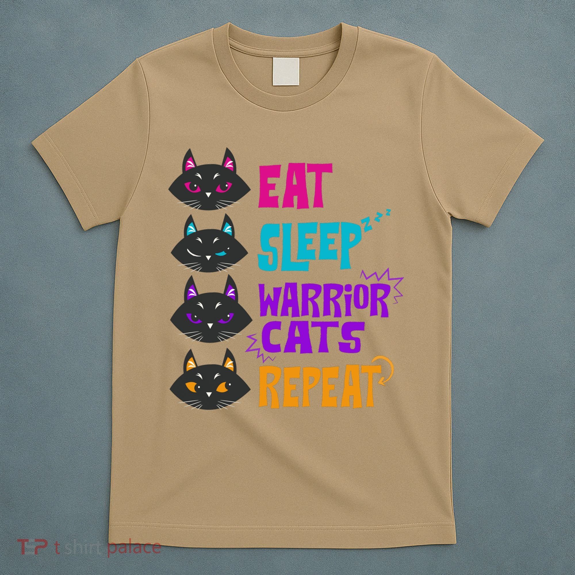 Eat Sleep Cat Warrior Repeat Cat Warrior Love Cats T-Shirt