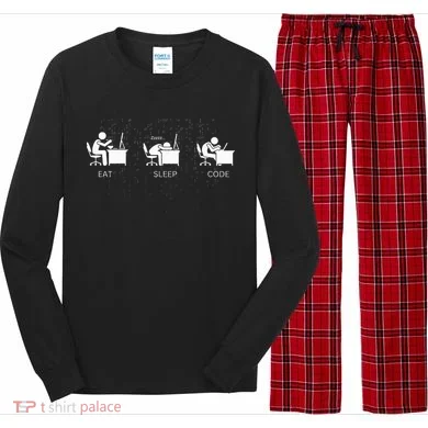Eat Sleep Code Programmers Design Long Sleeve Pajama Set