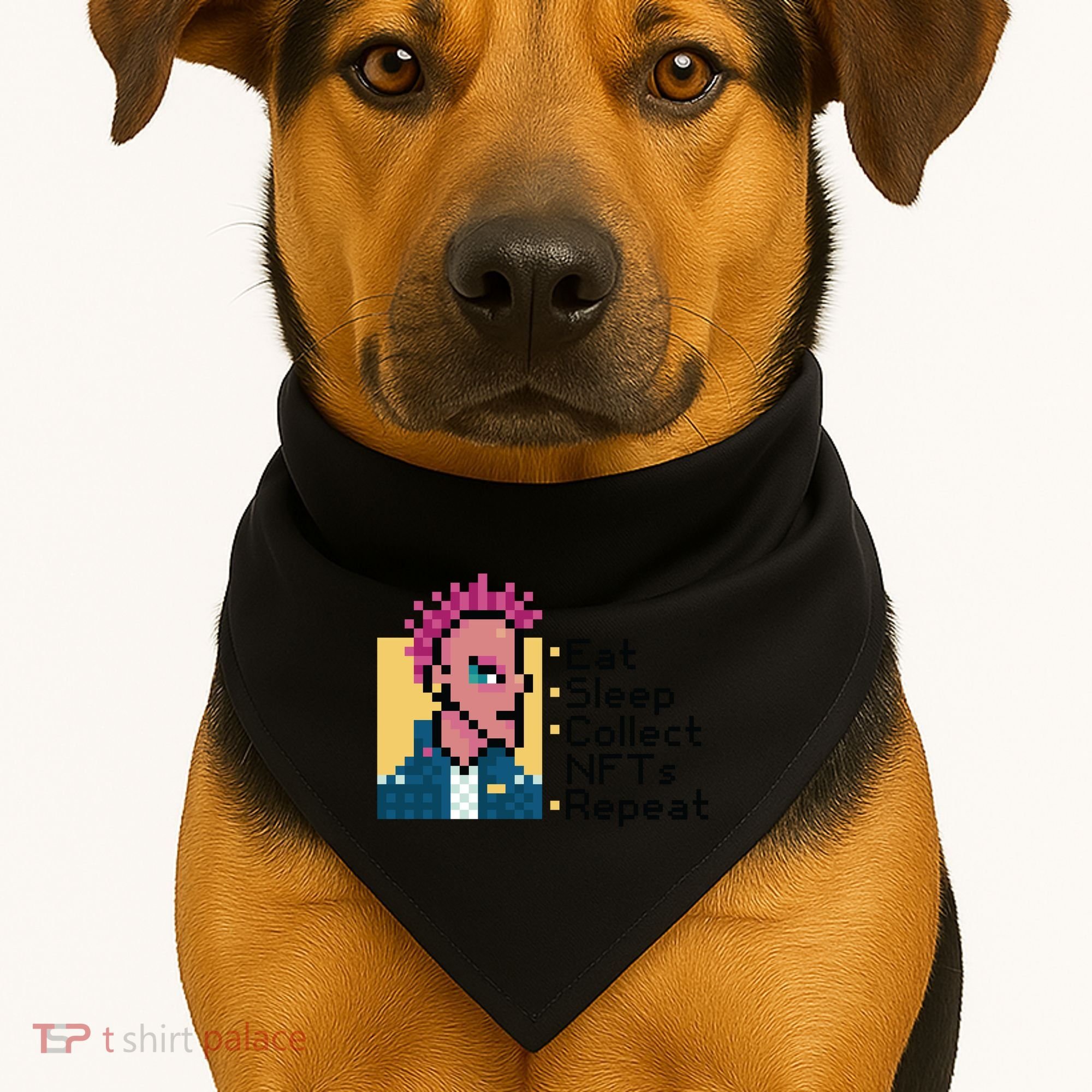 Eat Sleep Collect Nfts Repeat Pixel USA-Made Doggie Bandana