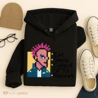 Eat Sleep Collect Nfts Repeat Pixel Hoodie thumb 4