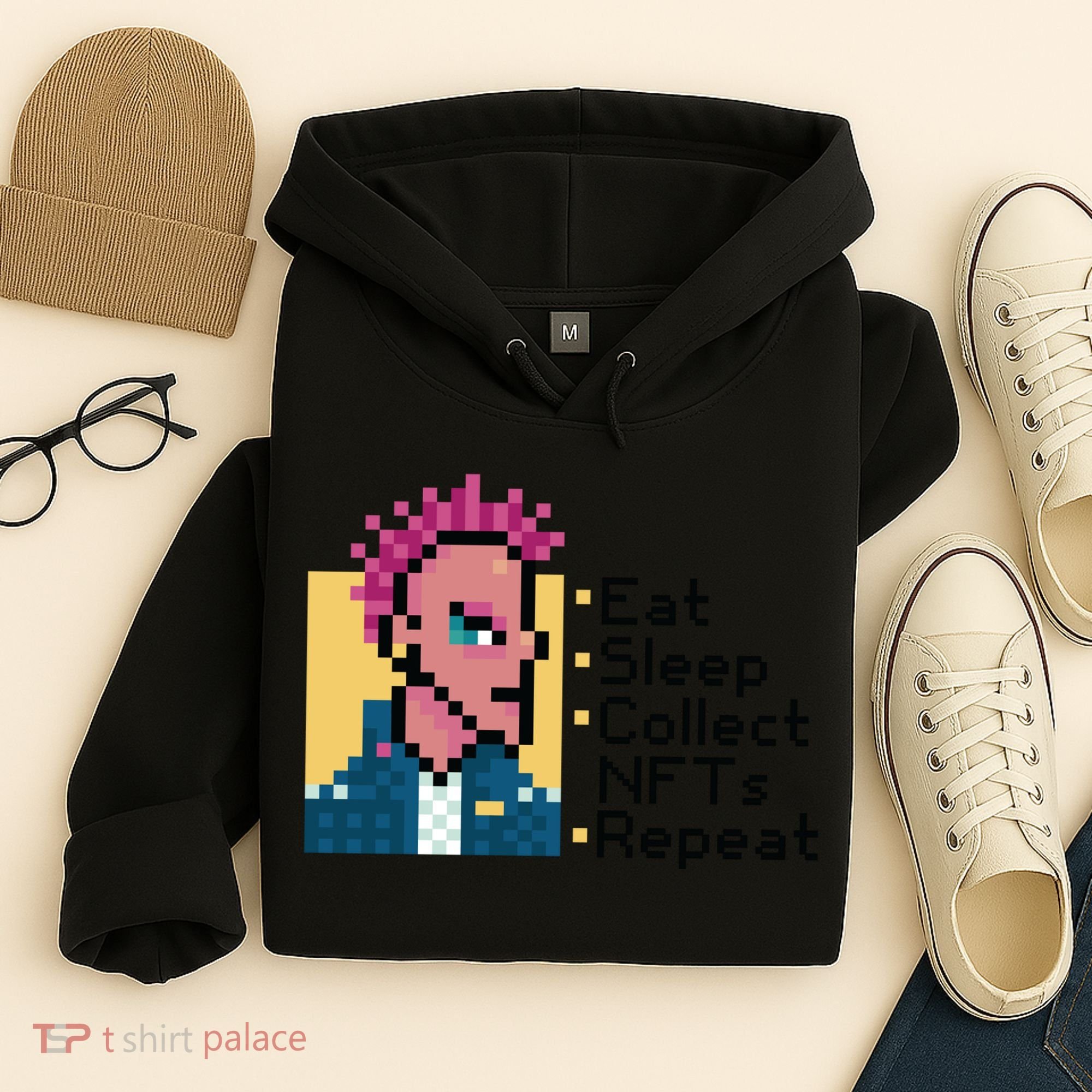 Eat Sleep Collect Nfts Repeat Pixel Hoodie