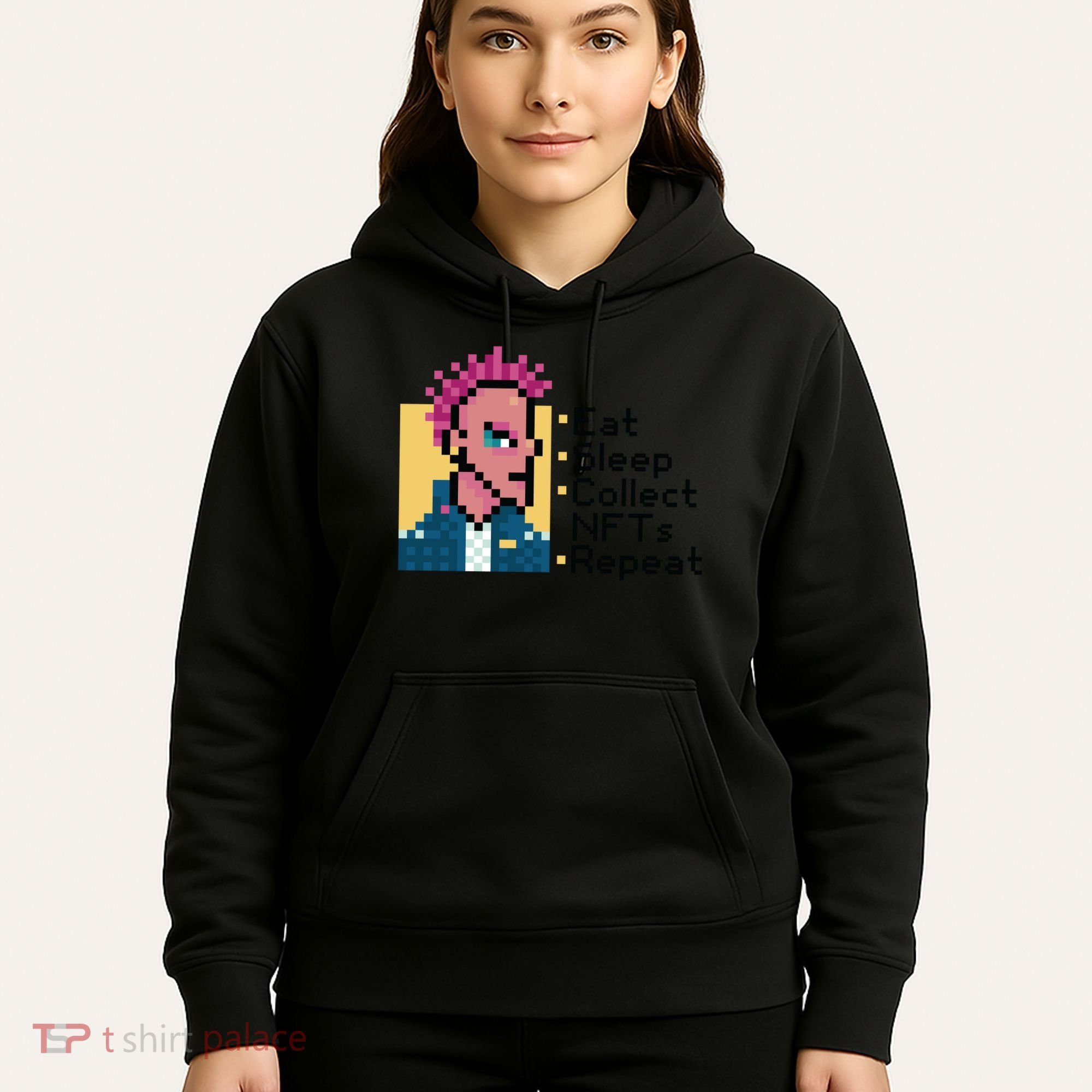 Eat Sleep Collect Nfts Repeat Pixel Hoodie
