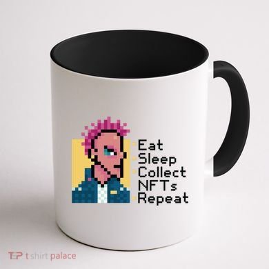 Eat Sleep Collect Nfts Repeat Pixel Coffee Mug back