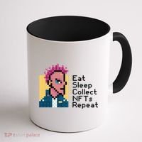 Eat Sleep Collect Nfts Repeat Pixel Coffee Mug thumb 1