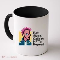 Eat Sleep Collect Nfts Repeat Pixel Coffee Mug thumb 0