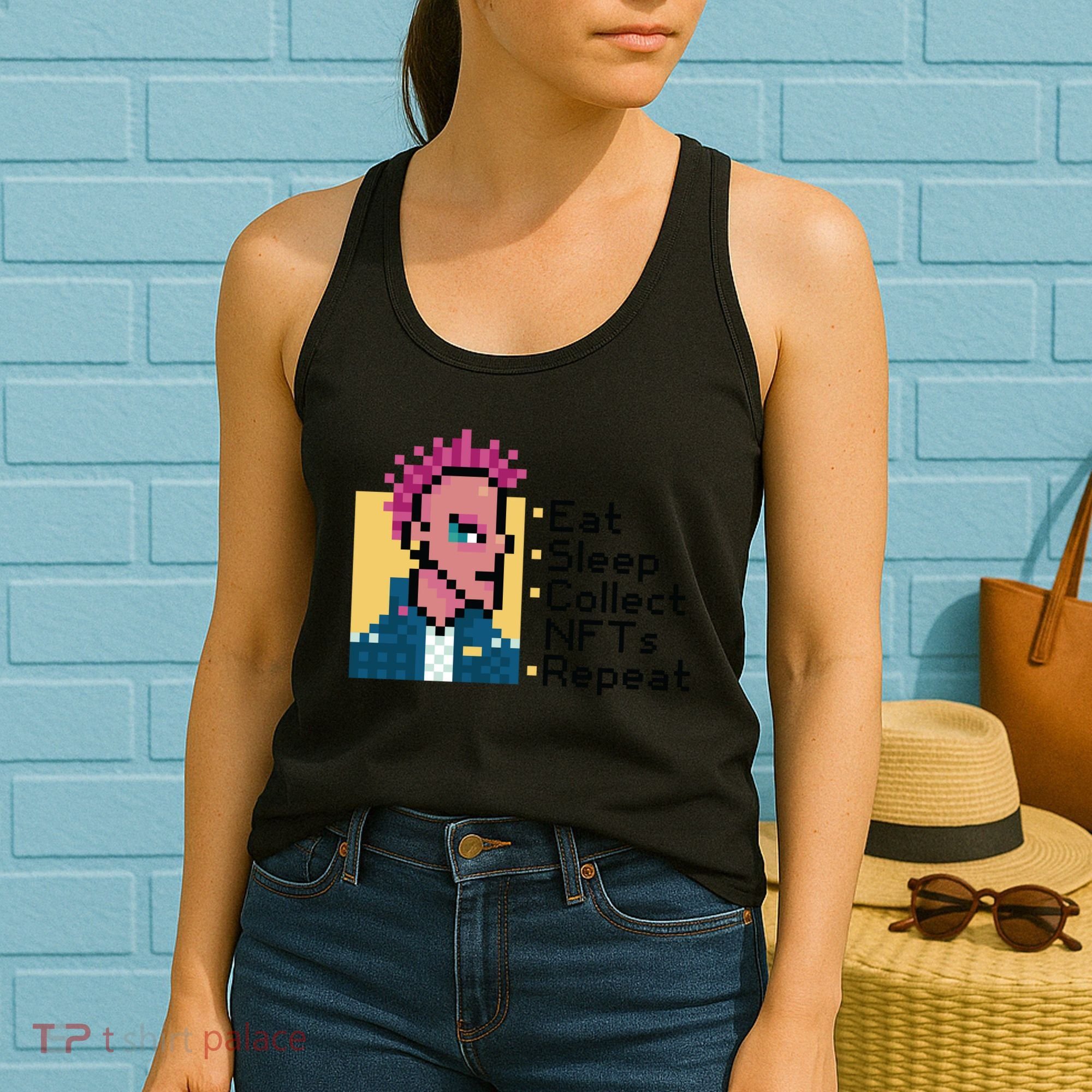 Eat Sleep Collect Nfts Repeat Pixel Women's Tank Top