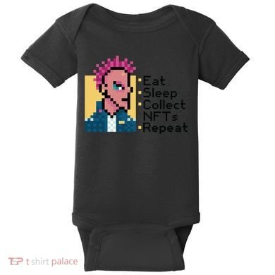 Eat Sleep Collect Nfts Repeat Pixel Baby Bodysuit