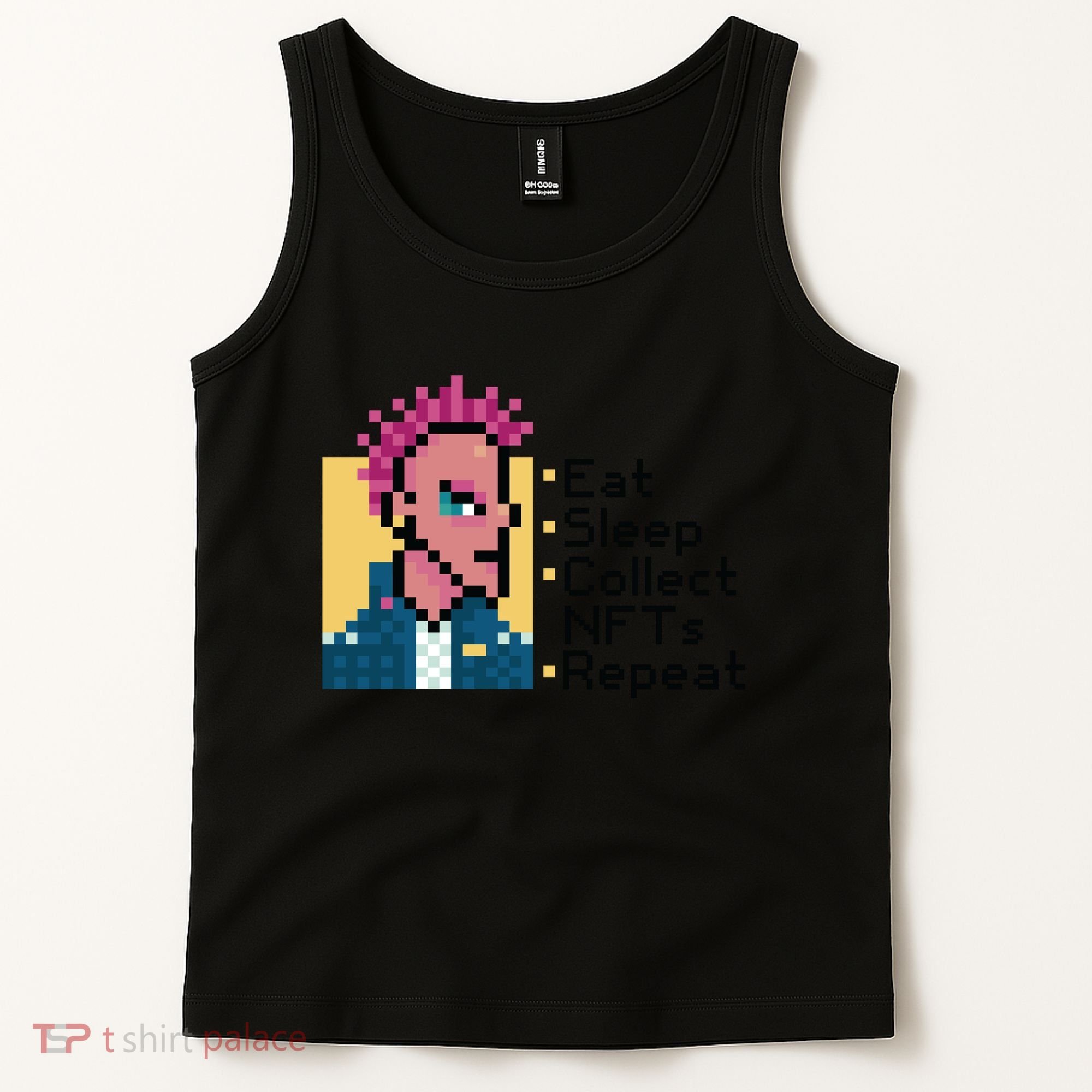 Eat Sleep Collect Nfts Repeat Pixel Tank Top