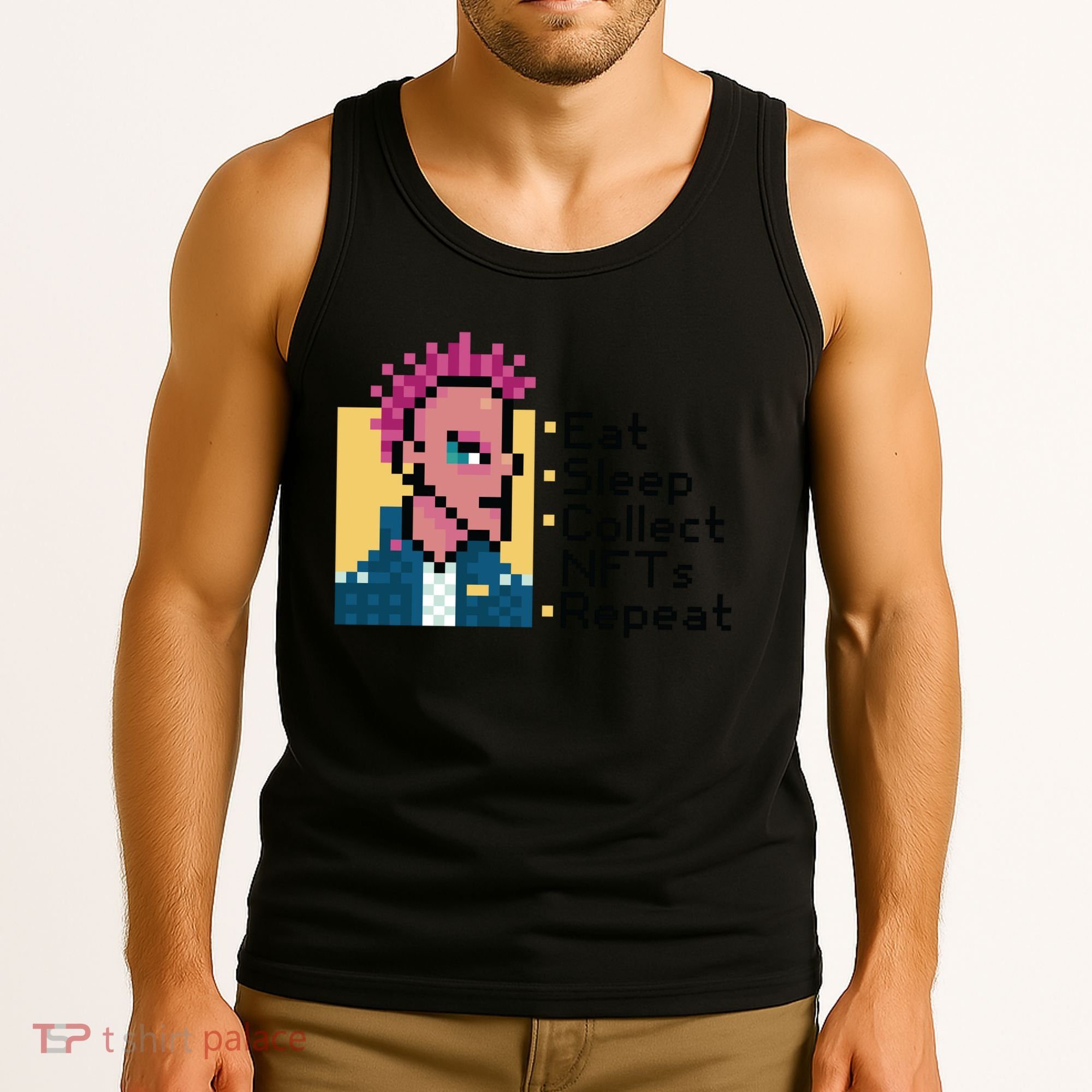Eat Sleep Collect Nfts Repeat Pixel Tank Top