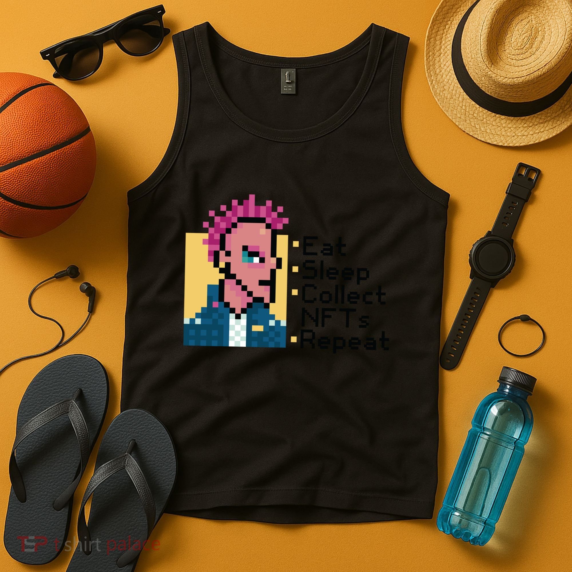 Eat Sleep Collect Nfts Repeat Pixel Tank Top
