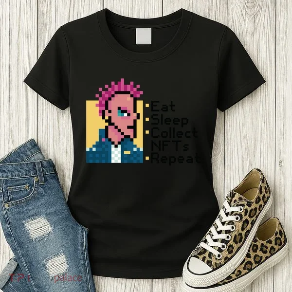 Eat Sleep Collect Nfts Repeat Pixel Women's T-Shirt