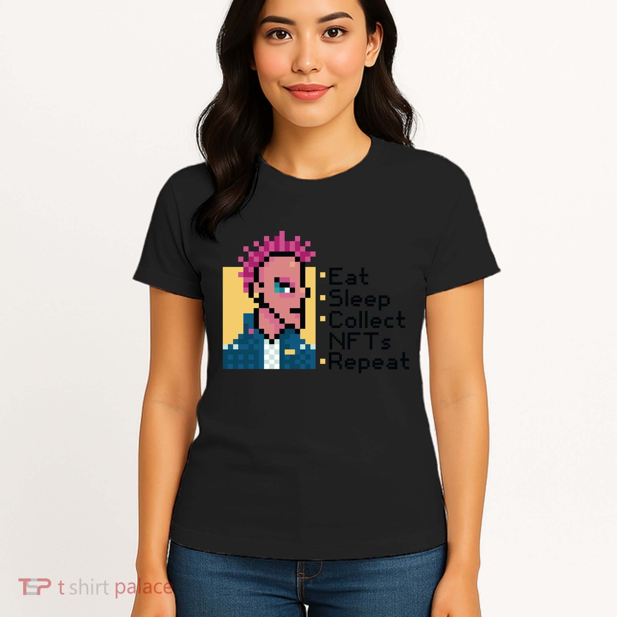 Eat Sleep Collect Nfts Repeat Pixel Women's T-Shirt