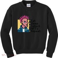 Eat Sleep Collect Nfts Repeat Pixel Kids Sweatshirt thumb 0