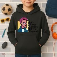 Eat Sleep Collect Nfts Repeat Pixel Kids Hoodie thumb 2
