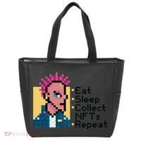 Eat Sleep Collect Nfts Repeat Pixel Tote Bag thumb 0