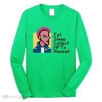 Eat Sleep Collect Nfts Repeat Pixel Long Sleeve Shirt thumb 0