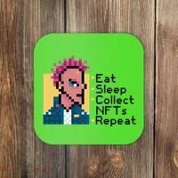 Eat Sleep Collect Nfts Repeat Pixel Coaster thumb 0