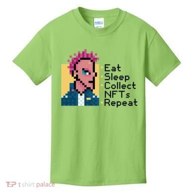 Eat Sleep Collect Nfts Repeat Pixel Kids T-Shirt