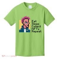 Eat Sleep Collect Nfts Repeat Pixel Kids T-Shirt thumb 0